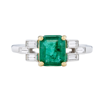 1.40ct Zambian Emerald & Diamond Ring