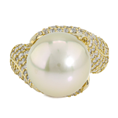 14.8mm South Sea Pearl & Diamond Ring