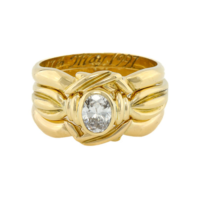 0.40ct Diamond Ring & 2 Ring bands Set