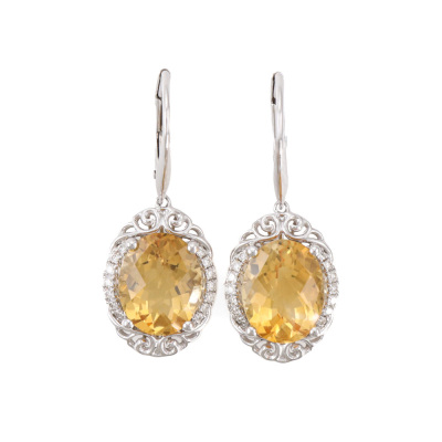 4.40ct Citrine and Diamond Earrings