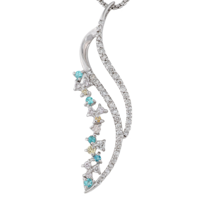 Pink, Yellow & White Diamond & Paraiba Pendant