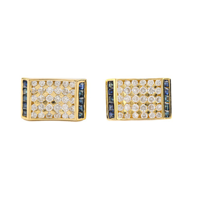 2.50ct Diamond & 1.46ct Blue Sapphire Cufflinks