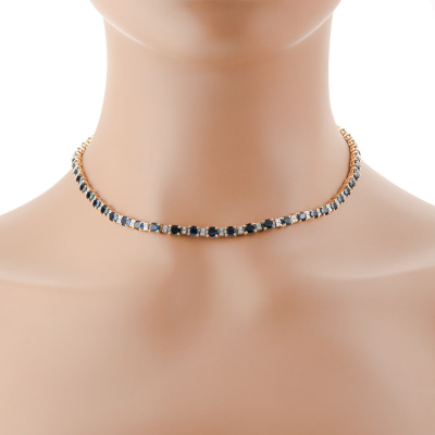 22.21ct Sapphire & Diamond Necklace, 18ct Gold