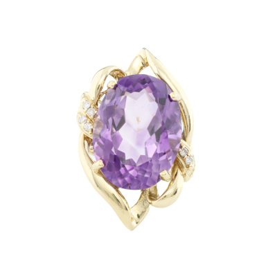 15.50ct Amethyst & Diamond Ring 18ct Gold