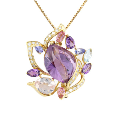 Multicolour Gemstones & Diamond Pendant