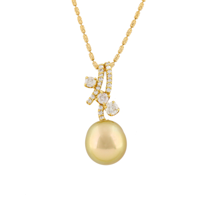 13.5mm South Sea Pearl & Diamond Necklace
