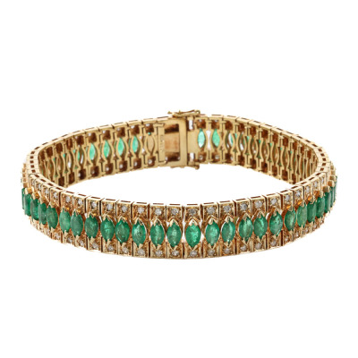 8.50ct Emerald & 1.12ct Diamond Bracelet, 18ct Gold