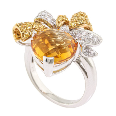 4.5ct Citrine & Sapphire Ring