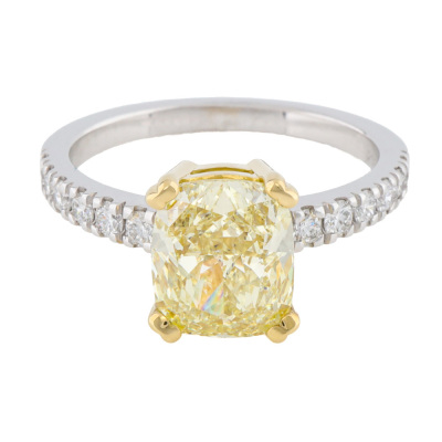 2.71ct Yellow Diamond Solitaire Ring GIA SI2