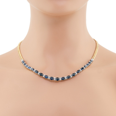 15.21ct Sapphire & Diamond Necklace, 18ct 41.9g