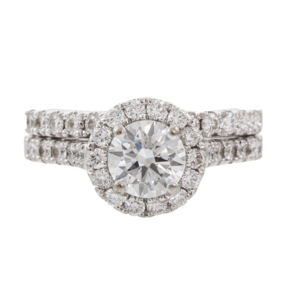 0.72ct Centre Diamond Halo Ring Set GIA F SI1