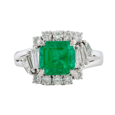 1.60ct Colombian Emerald & Diamond Ring