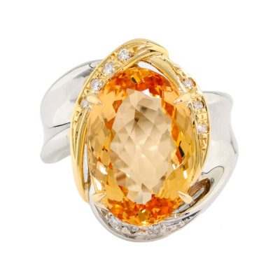 7.64ct Imperial Topaz & Diamond Ring