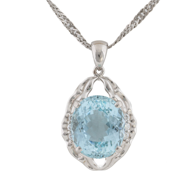 5.66ct Aquamarine & Diamond Pendant