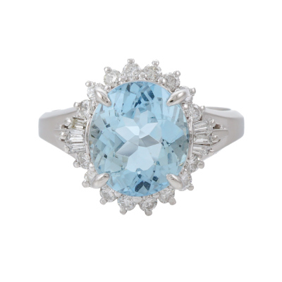 3.26ct Aquamarine & Diamond Ring
