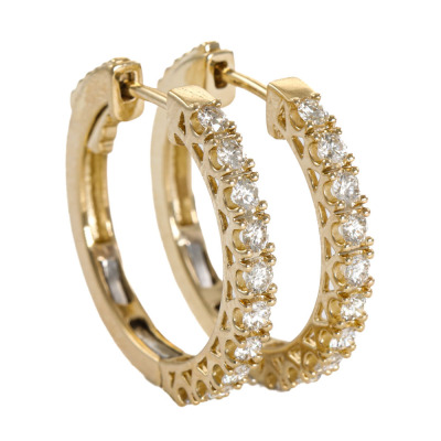 1.00ct Diamond Hoop Earrings