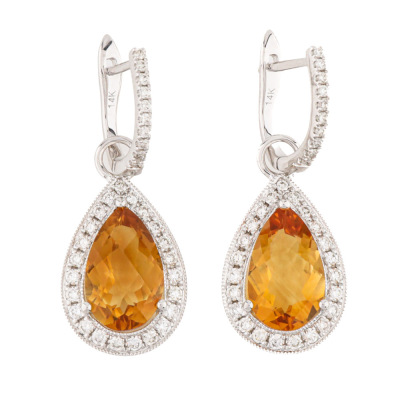 3.23ct Citrine and Diamond Earrings