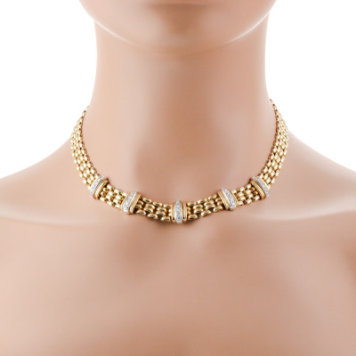 Diamond Link Chain Necklace, 18ct gold 54.6g