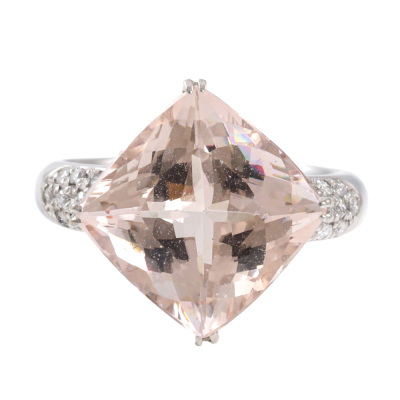 6.98ct Morganite & Diamond Ring 18ct Gold