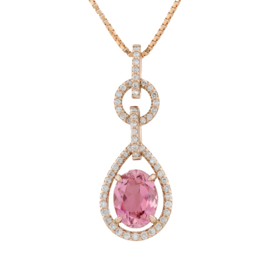 1.27ct Pink Tourmaline & Diamond Pendant