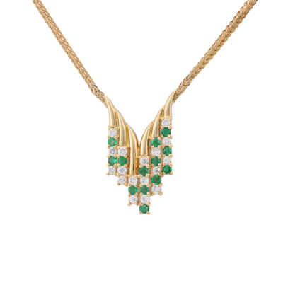 Emerald & Diamond Pendant, 18ct Gold 12.8g
