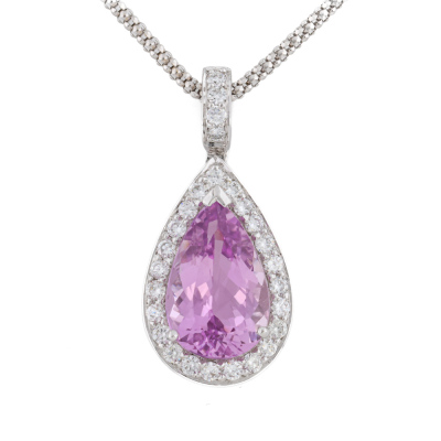 5.54ct Kunzite & Diamond Pendant
