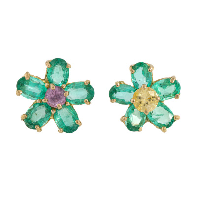 1.50ct Emerald & Sapphire Earrings