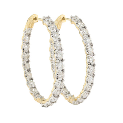 3.07ct Diamond Hoop Earrings