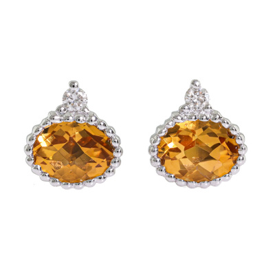0.38ct Citrine & Diamond Earrings