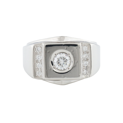 0.45ct Centre Diamond Mens Platinum Ring 19g