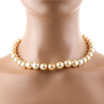 12.3-10.3mm Golden South Sea Pearl Strand Necklace