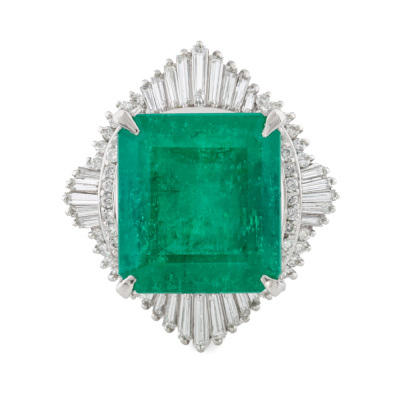 10.61ct Colombian Emerald & Diamond Ring