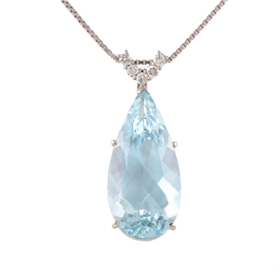 26.85ct Aquamarine & Diamond Pendant