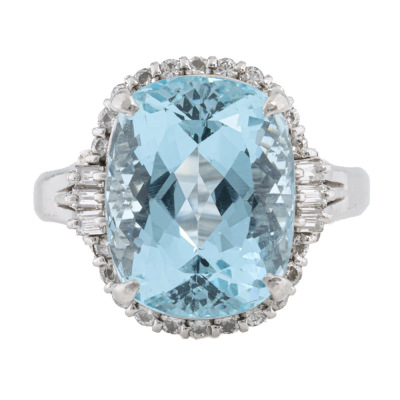 6.94ct Aquamarine & Diamond Ring