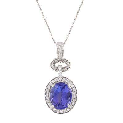 3.97ct Tanzanite & Diamond Pendant