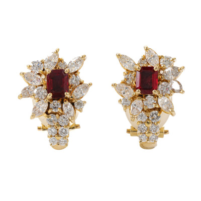 1.70ct Ruby & 3.16ct Diamond Earrings