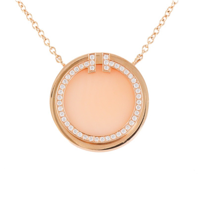 Tiffany & Co T Circle Pink Opal Pendant