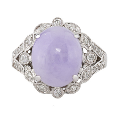 9.86ct Lavender Jade & Diamond Ring