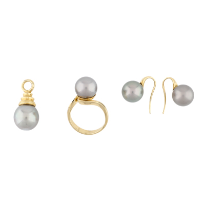 Tahitian Pearl Earring, Ring & Pendant Set