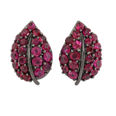 3.00ct Ruby Leaf Design Earrings