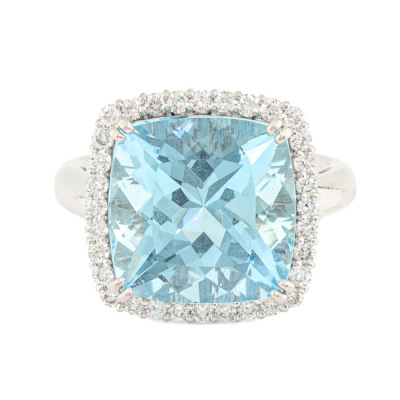 7.67ct Aquamarine & Diamond Ring
