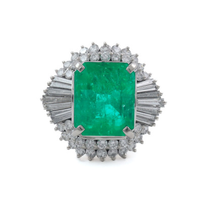 4.56ct GIA Colombian Emerald & Diamond Ring