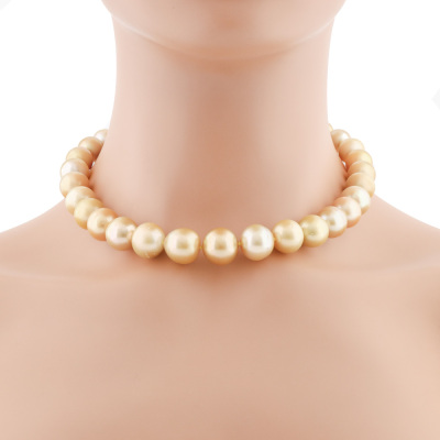 15.6-11.0mm Golden South Sea Pearl Strand Necklace