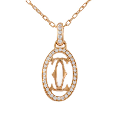 Cartier Double C Logo Diamond Pendant