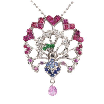 1.09ct Multicolour Gemstone & Diamond Pendant