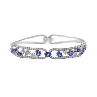 3.52ct Sapphire & 2.18ct Diamond 18ct Gold Bangle