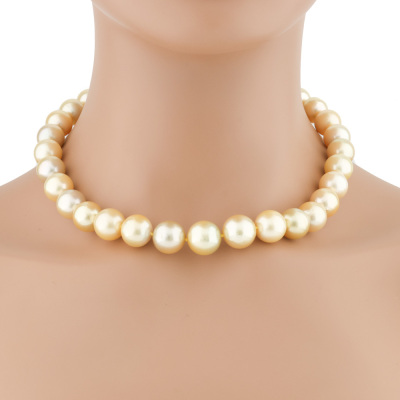 14.6-12.0mm Golden South Sea Pearl Strand Necklace