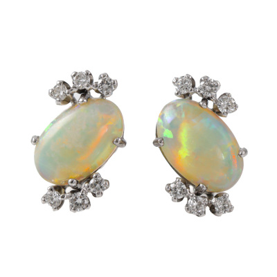 2.40ct Opal & Diamond Earrings