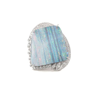 25.86ct Boulder Opal & 0.63ct Diamond Ring