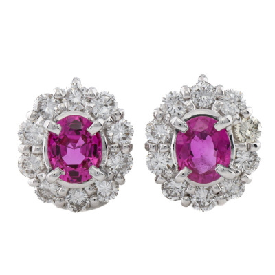 0.92ct Pink Sapphire & Diamond Earrings